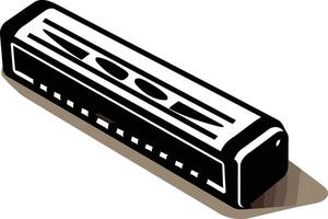 A simple, black and white illustration of a harmonica, perfect for use in music-related designs, websites, or publications vector