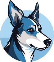 A friendly blue and white cartoon dog with a playful expression, perfect for branding or mascot design vector