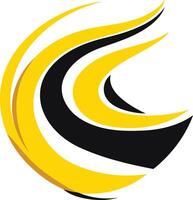 Abstract logo design with bold, dynamic lines in black and yellow vector