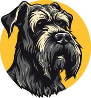 A handsome standard schnauzer portrait, with a friendly, alert expression, perfect for pet-related designs, branding, or social media vector