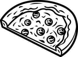A simple, black and white line drawing of a slice of pizza vector