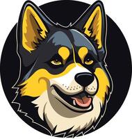 A friendly, cartoon-style husky dog portrait with a playful expression, perfect for branding, merchandise, or social media vector