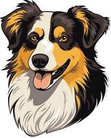 Friendly australian shepherd dog portrait with a happy expression vector