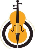 A simple and stylish logo featuring a cello with a dynamic circular design, perfect for music schools, orchestras, and classical music events vector