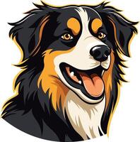 A friendly australian shepherd with a happy expression, perfect for pet-related businesses, dog training, or any branding that needs a cheerful and energetic feel vector