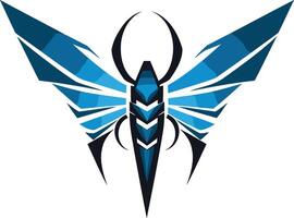 A stylized, abstract butterfly logo with sharp angles and a futuristic feel vector