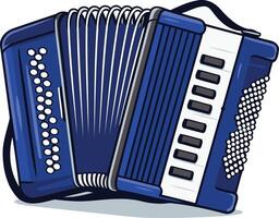 A cartoon illustration of a bright blue accordion, perfect for adding a musical touch to your projects vector