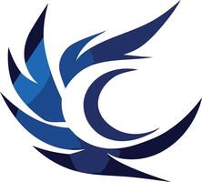 Abstract logo design with a bold, dynamic shape and a modern blue color scheme vector