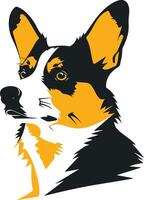 A simple yet striking illustration of a cardigan welsh corgi's head, perfect for pet-related designs, logos, or branding vector
