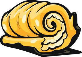 A cartoon illustration of a delicious, golden cinnamon roll, perfect for bakery menus, websites, and social media content vector