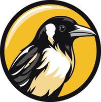 A bold and striking illustration of a magpie, perfect for branding, logos, and wildlife-themed designs vector