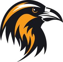 Powerful and stylized raven head logo design, perfect for branding or mascot use vector