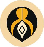 Abstract logo with a circular design featuring a black, yellow, and white pattern vector