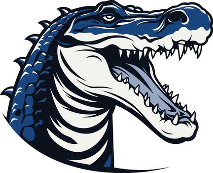 Powerful and fierce alligator head logo with sharp teeth and a menacing expression vector