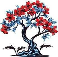 A stylized illustration of a blossoming tree with red flowers, perfect for adding a touch of nature and beauty to your design vector