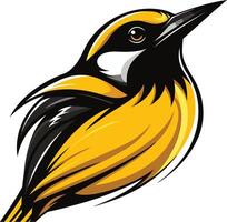 A vibrant and detailed illustration of a yellow bird with a black beak and bold lines, perfect for branding, logos, and mascot design vector