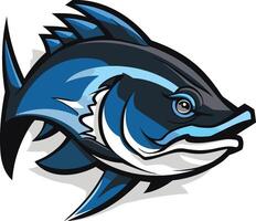 A bold and dynamic illustration of a blue fish, perfect for sports teams, fishing brands, and marine businesses vector