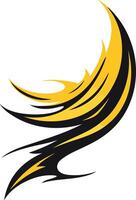 Dynamic abstract logo design with yellow and black flames, perfect for a brand seeking an edgy, bold identity vector
