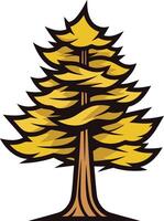 A stylized evergreen tree with a brown trunk and yellow-green foliage vector
