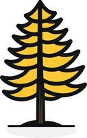 A simple and modern line art illustration of a yellow pine tree, perfect for branding, logos, or web design vector