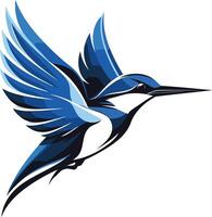 A bold and dynamic illustration of a blue kingfisher in flight, perfect for nature-inspired logos, branding, or design projects vector