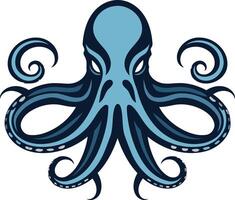 A bold and striking illustration of an octopus head, perfect for branding, logos, and designs that need a touch of mystery and power vector