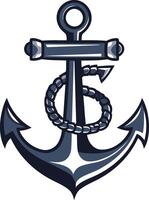 A classic anchor with a rope wrapped around it, perfect for nautical themes, maritime businesses, or branding vector