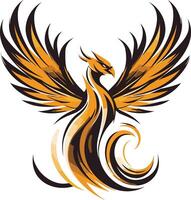 A powerful and stylized phoenix rising from the ashes, a symbol of rebirth, hope, and resilience vector