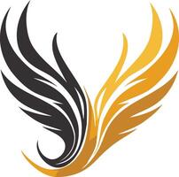Abstract stylized wing logo with black and gold design, perfect for branding, business, or a company looking for a strong and dynamic visual identity vector