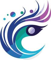 Abstract logo design featuring a stylized eye with flowing lines and vibrant colors vector