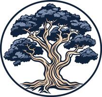 A stylized illustration of a tree in a circle, perfect for environmental, nature, or wellness branding vector