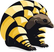 A stylized illustration of an armadillo with a bold black and yellow pattern vector