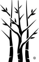A minimalist, stylized black and white illustration of three trees, perfect for branding and design projects vector