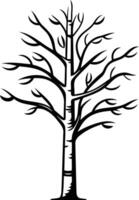 Simple black and white illustration of a bare tree silhouette, perfect for minimalist design projects or nature-themed branding vector