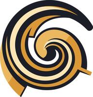 Abstract logo design featuring a swirling, dynamic pattern in gold and black vector