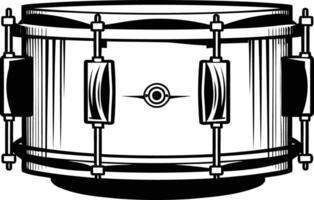 Black and white illustration of a snare drum, perfect for music, rock, or band design projects vector