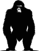 A powerful black and white silhouette of a gorilla, perfect for adding a touch of wildness to your designs vector