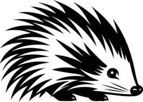 A bold, black and white illustration of a spiky hedgehog, perfect for designs needing a touch of nature and cuteness vector