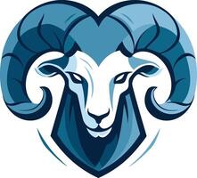 A stylized ram's head with horns forming a heart shape, ideal for logos, branding, and designs focused on strength, power, and passion vector