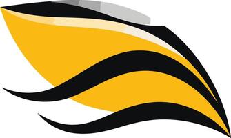 Modern and dynamic logo design featuring a stylized yellow boat with black waves, perfect for a marine related business or brand vector