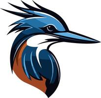 A bold and stylized illustration of a kingfisher's head, perfect for logos, branding, and designs that need a touch of nature and power vector