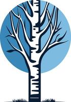 Simple and elegant logo design featuring a stylized birch tree against a blue circle background vector