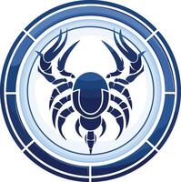 A stylized blue crab in a circular frame, perfect for branding, websites, and social media vector
