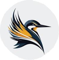 A stylized, abstract kingfisher logo design, perfect for branding and identity projects vector