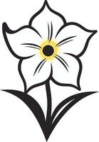 A simple and elegant line art illustration of a white daffodil with yellow center, perfect for branding, logos, and design projects vector