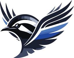 Modern and dynamic bird logo with bold black and blue color scheme vector