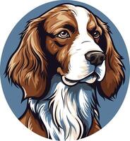A charming, hand-drawn illustration of a springer spaniel dog with a friendly expression, perfect for pet-related businesses, websites, and social media vector