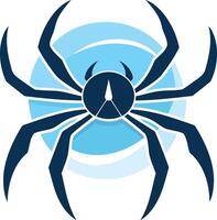 A bold and stylish spider logo with a blue circular background, perfect for a tech company, security firm, or gaming brand vector