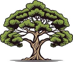 A large, sturdy tree with a thick trunk and sprawling branches, symbolizing growth, strength, and resilience vector