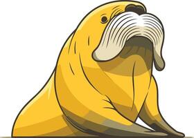 A playful and charming cartoon walrus with a prominent mustache vector